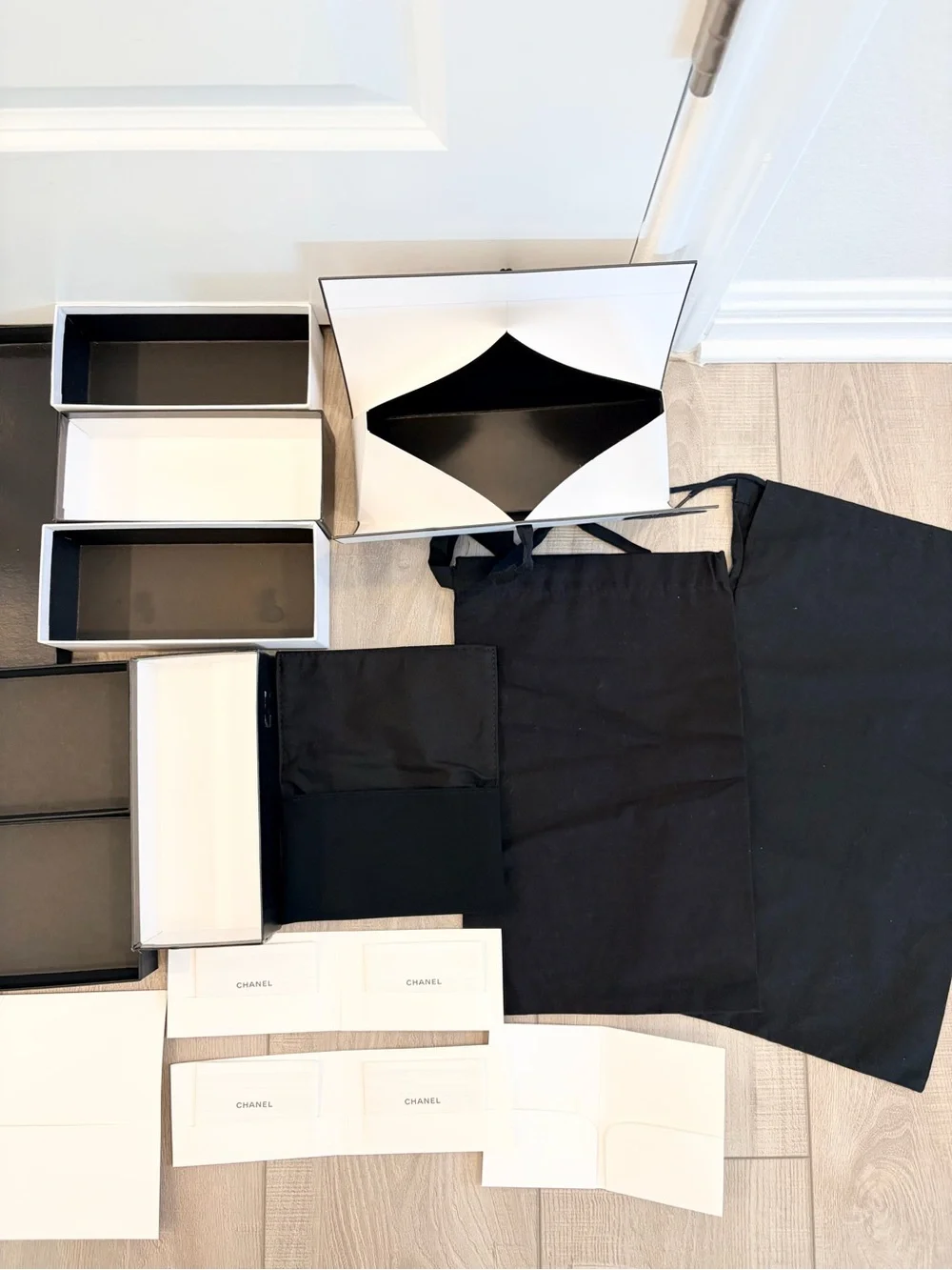 Authentic CHANEL 14 PIECES Bundle: 6 Boxes + 3 Dust Bags & 1 Small Gift Bag